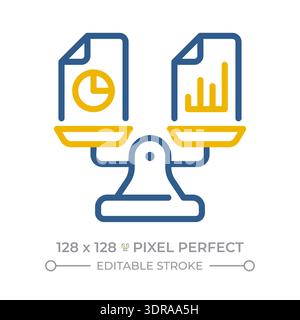 Comparative financials pixel perfect two color line icon Stock Vector