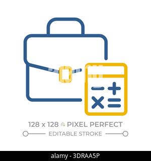 Portfolio pixel perfect two color line icon Stock Vector