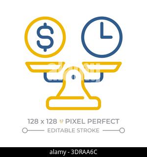 Break even point pixel perfect two color line icon Stock Vector