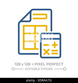 Bookkeeping pixel perfect two color line icon Stock Vector