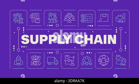 Supply chain purple word concept Stock Vector