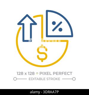 Margin analysis pixel perfect two color line icon Stock Vector