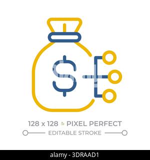 Cost structure pixel perfect two color line icon Stock Vector