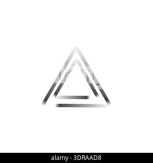 Triangle shape outline. Multiple brush strokes. Vector geometric figure. Simple artistic effect. Stock Vector