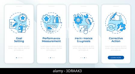 Marketing control process blue onboarding mobile app screen Stock Vector