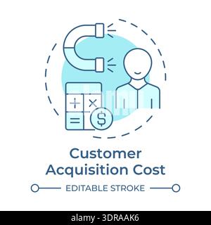 Customer acquisition cost soft blue concept icon Stock Vector