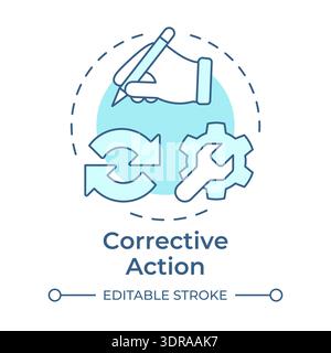 Corrective action soft blue concept icon Stock Vector