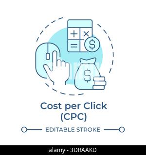 Cost per click soft blue concept icon Stock Vector
