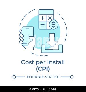 Cost per install soft blue concept icon Stock Vector