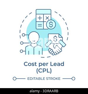 Cost per lead soft blue concept icon Stock Vector