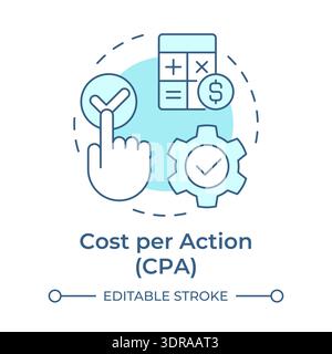 Cost per action soft blue concept icon Stock Vector
