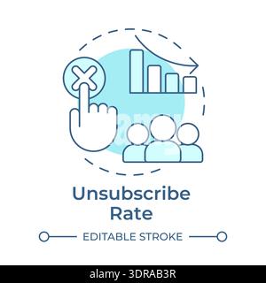 Unsubscribe rate soft blue concept icon Stock Vector