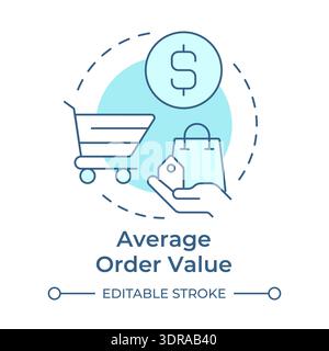 Average order value soft blue concept icon Stock Vector