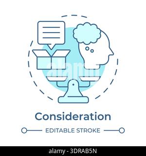 Consideration soft blue concept icon Stock Vector