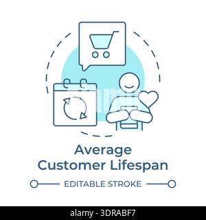 Average customer lifespan soft blue concept icon Stock Vector