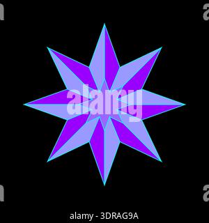 Eight pointed star. Purple celestial symbol. Symmetrical Vector shape. Bright violet element. Stock Vector
