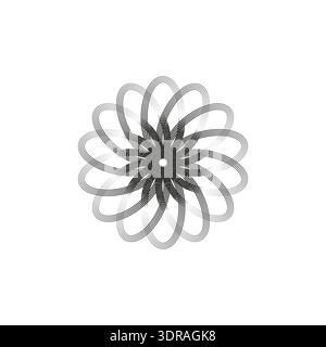 Abstract spiral shape. Radial round element. Black Vector pattern. Intricate circle figure. Stock Vector