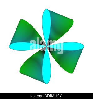 Festive ribbon bow. Abstract gift wrapper. Swirling Vector knot. Green cyan decoration. Stock Vector