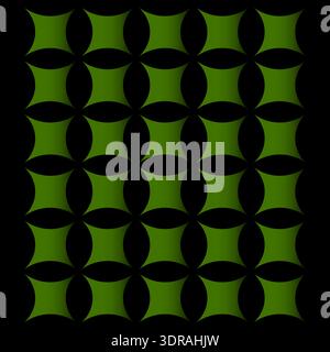 Green tile pattern. Black background dark. Repeating texture Vector. Convex square element. Stock Vector