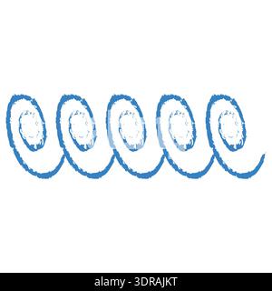 Blue wave line. Distressed spiral border. Ocean Vector element. Abstract brush stroke. Stock Vector
