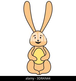 Easter bunny bunny with egg color icon. Cartoon sweet food pictogram Stock Vector