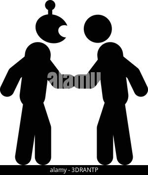Human and Artificial Intelligence Handshake Collaboration Partnership Pictogram Icon Stock Vector
