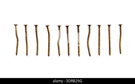 Old rusty nails isolated on white background Stock Photo