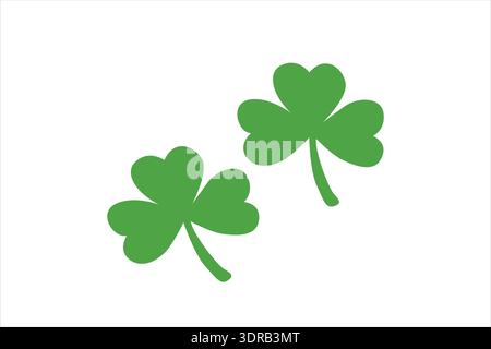two-leaf green shamrock, symbolizing luck, St. Patricks Day, and Irish traditions. Stock Vector