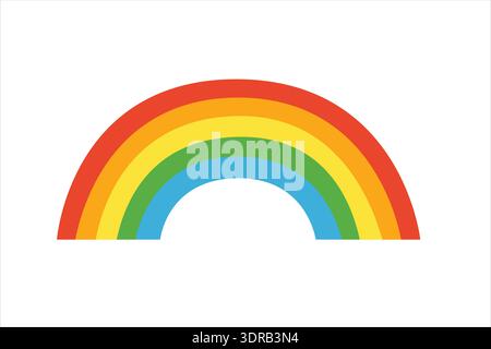 Simple illustration of a bright rainbow with seven colors, perfect for decoration, design, or children projects. Stock Vector