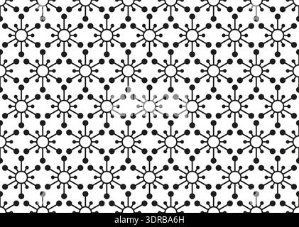Abstract geometric pattern with lines, snowflakes. A seamless vector background. White and black texture. Graphic modern pattern. Stock Vector