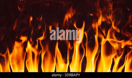 Flames texture background on a black background Stock Photo