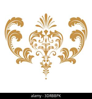 Damask graphic ornament. Floral design element. Gold vector pattern Stock Vector