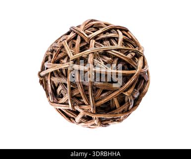 Woven wicker ball isolated on white background Stock Photo