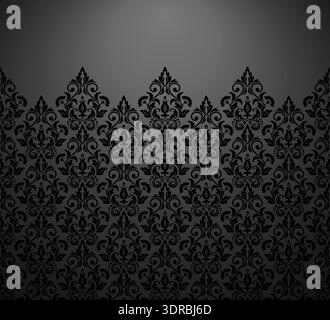 Wallpaper in the style of Baroque. Vector background. Black and grey floral ornament. Graphic pattern for fabric, wallpaper, packaging. Ornate Damask flower ornament Stock Vector