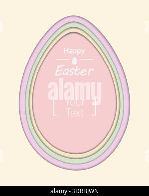 Easter Paper cut Minimalistic Flat Design with colorful layers Happy Easter Lettering and copy space. Vector illustration Easter Greeting or Promotion Materials Social Media Template, greetings, flyer Stock Vector