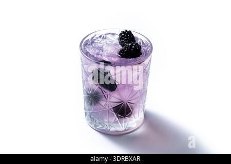 Bramble cocktail isolated on white background Stock Photo