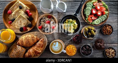 Breakfast served with coffee Stock Photo