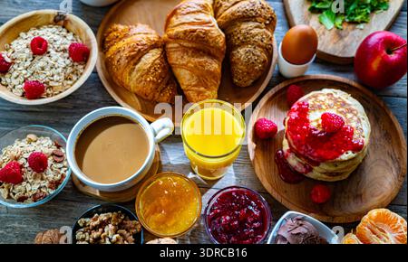 Breakfast served with coffee Stock Photo