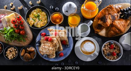 Breakfast served with coffee Stock Photo