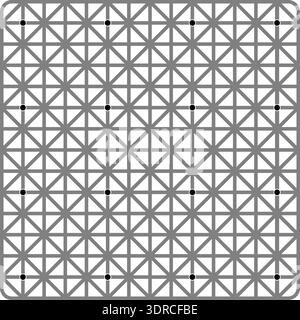 Vanishing dots illusion. Vector graphic optical illusion. There are sixteen black dots on the grid, but as the eye moves around to look at them, the d Stock Vector