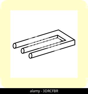 Impossible trident. Vector graphic optical illusion. The eye is confused by this impossible shape. Stock Vector