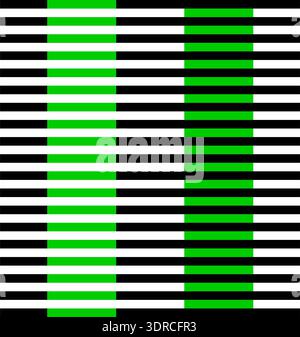 munker white illusion. Vector graphic optical illusion. The two green stacks look different saturation, but they are exactly the same Stock Vector