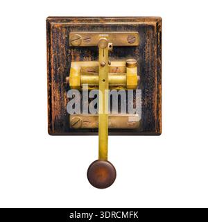 Ancient morse code telegraphy device isolated on a white background Stock Photo