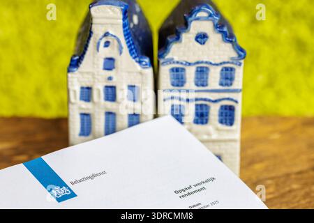 Dieren, The Netherlands - October 23, 2025: Letterhead with the logo of the Dutch Tax Administration and Dutch text "statement of actual return" place Stock Photo