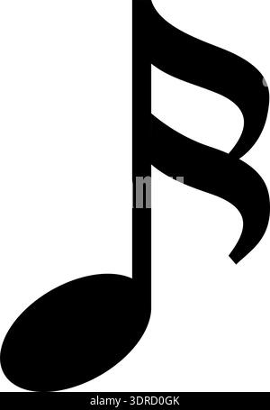 Monochrome vector graphic of a semi quaver note as used in sheet music to represent the notes in a song Stock Vector