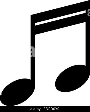 Monochrome vector graphic of two semiquavers joined by two beams as used in sheet music to represent the notes in a song Stock Vector