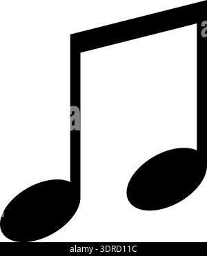 Monochrome vector graphic of two quaver notes joined by a beam as used in sheet music to represent the notes in a song Stock Vector