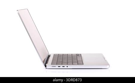 Laptop with a blank screen isolated on a white background Stock Photo