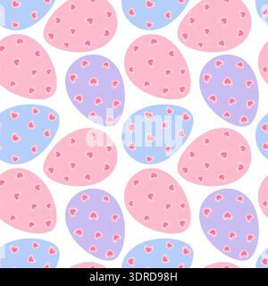 Multicolor Easter Eggs with heart ornament Seamless Pattern Creative Easter colorful Backdrop design. Isolated Vector illustration Easter Greetings Social Media post or wrapping and wallpaper Thematic Stock Vector
