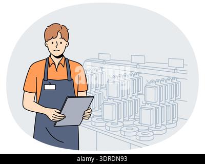 Male employee working in hypermarket Stock Photo